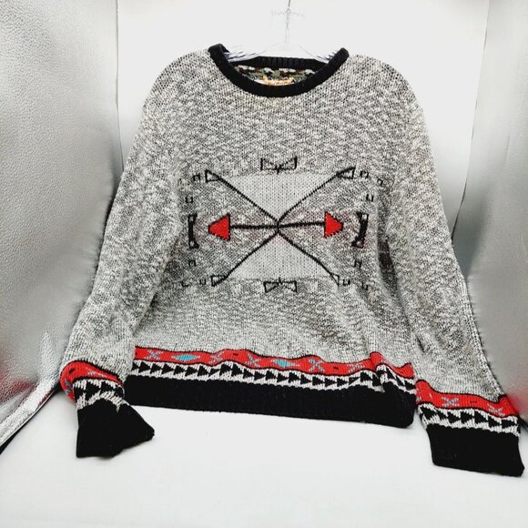Koto Crewneck Knit Pullover Sweater Gray Multi-colored Men Medium Arrow - Picture 1 of 6